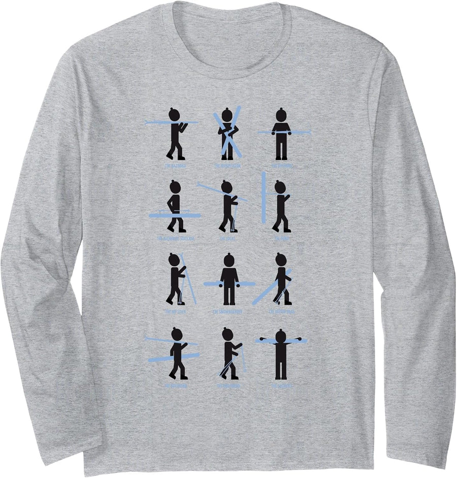 After Ski How to Carry Skis Types Hold ski Funny Holiday Long Sleeve T-Shirt - Adult Unisex Heather Grey