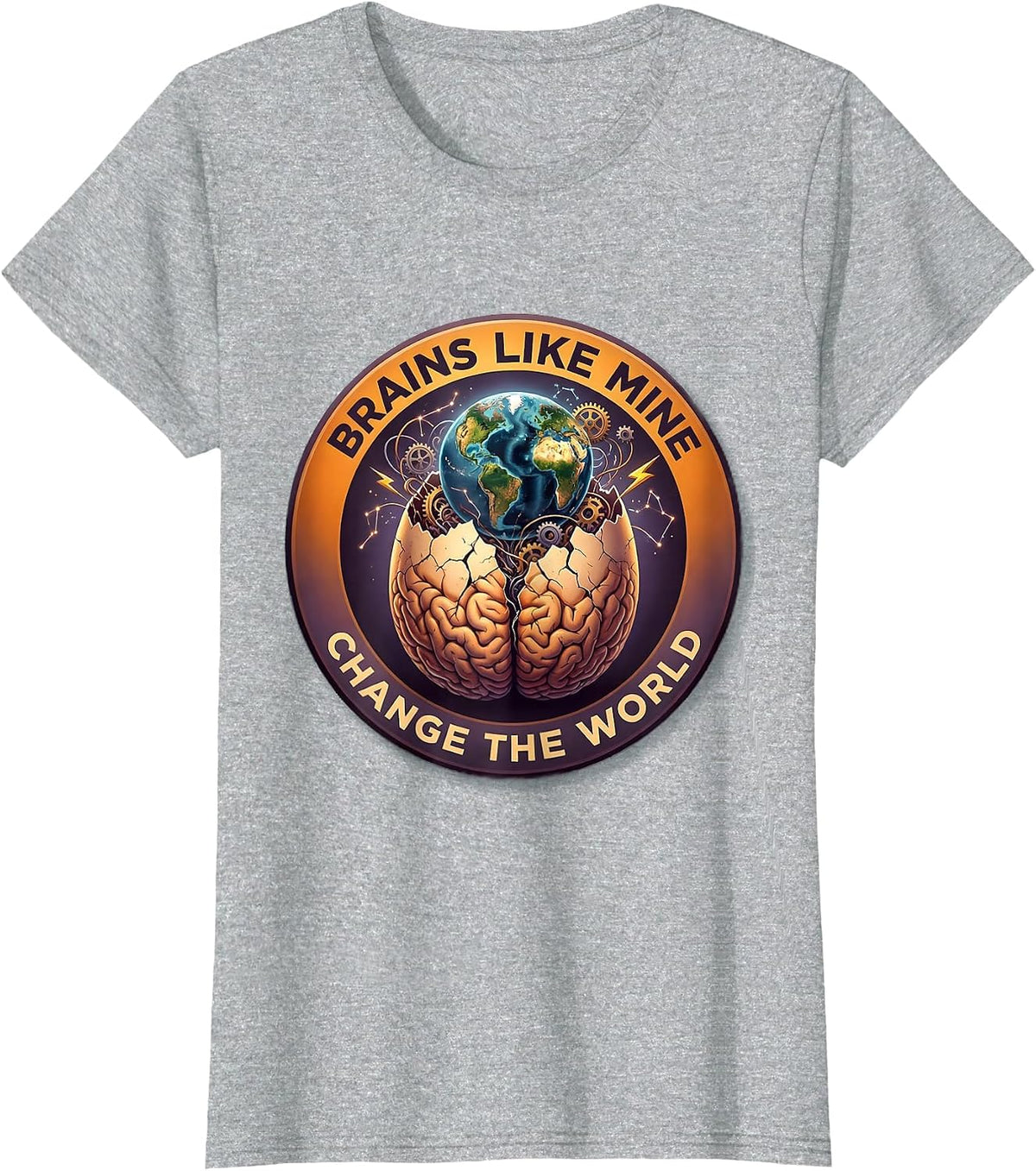Brains Like Mine Change The World ADHD Design T-Shirt - Heather Grey