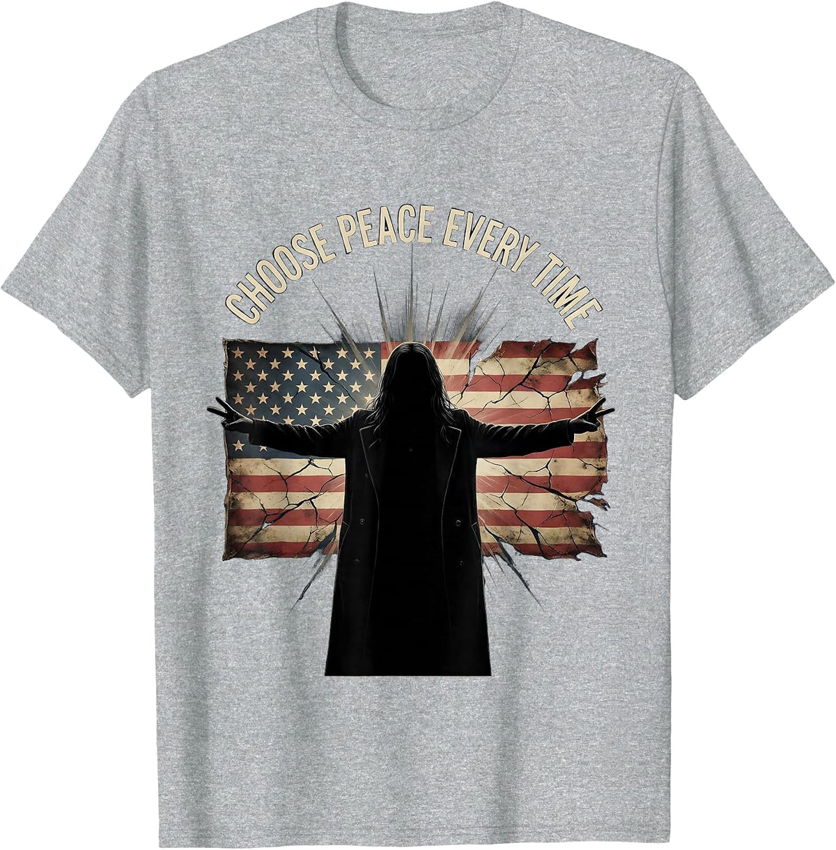 Men's Choose Peace Every Time Hippie Design T-Shirt - Heather Grey