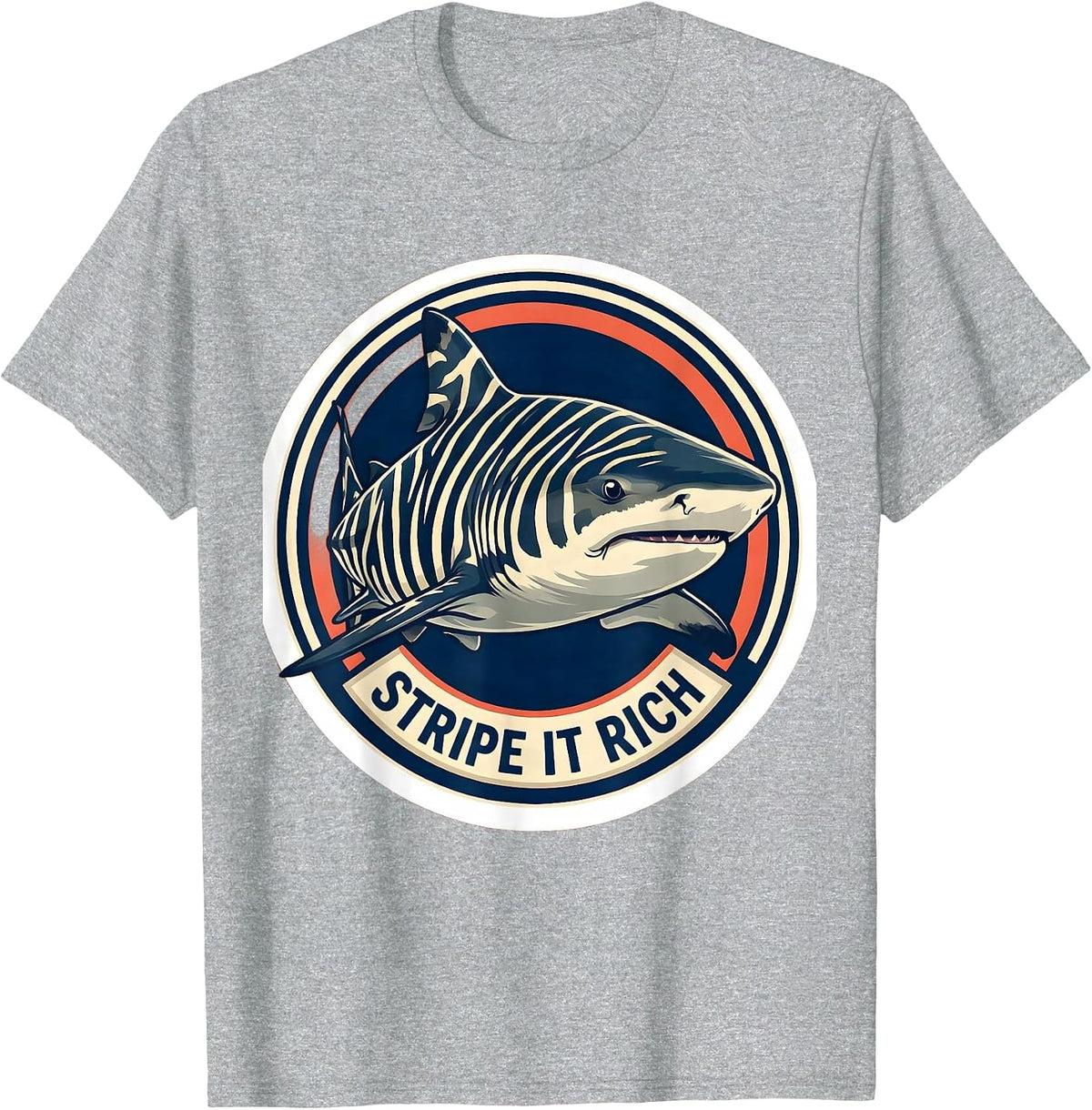 Men's Stripe It Rich Funny Zebra Shark Ocean Wildlife Enthusiast T-Shirt - Heather Grey