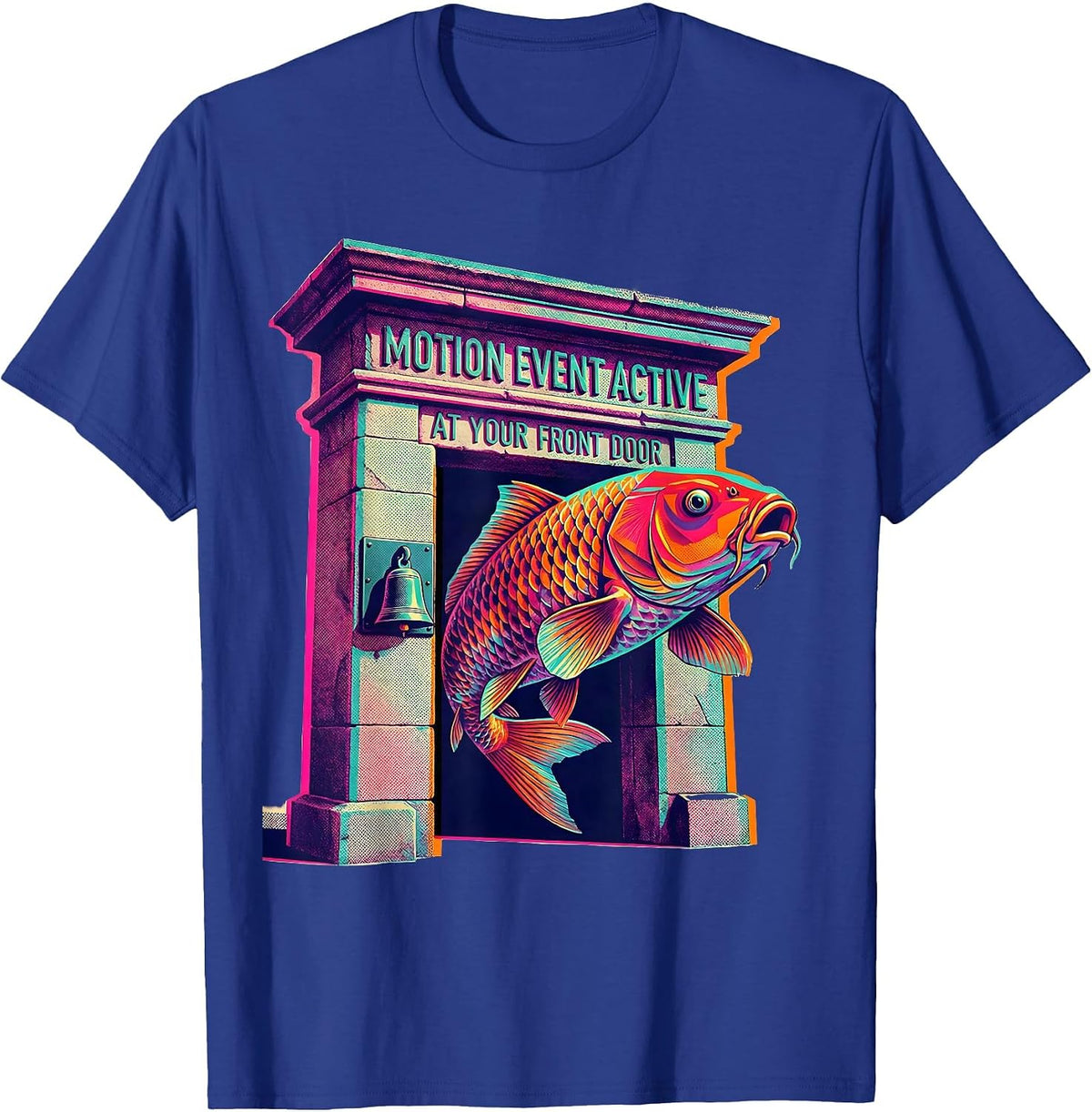 Men's Motion Event Active At Your Front Door Funny Risograph Meme T-Shirt - Royal Blue
