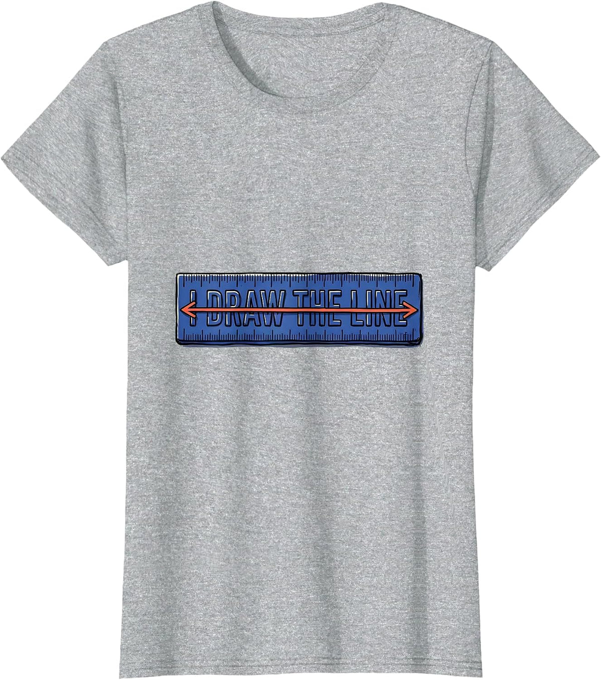 Women's I Draw The Line Funny Math Teacher Pun Humor Gift T-Shirt - Heather Grey