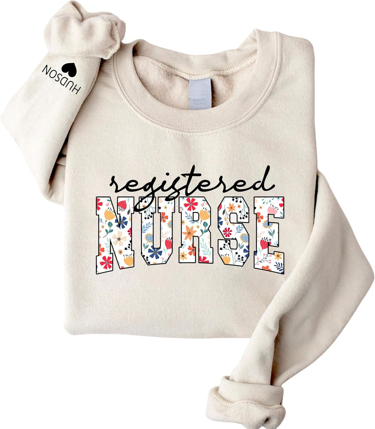 Custom Registered Nurse Sweatshirt with Name, Personalized RN Sweater, Nurse Appreciation Clothing, Nurse Gift - Ds4
