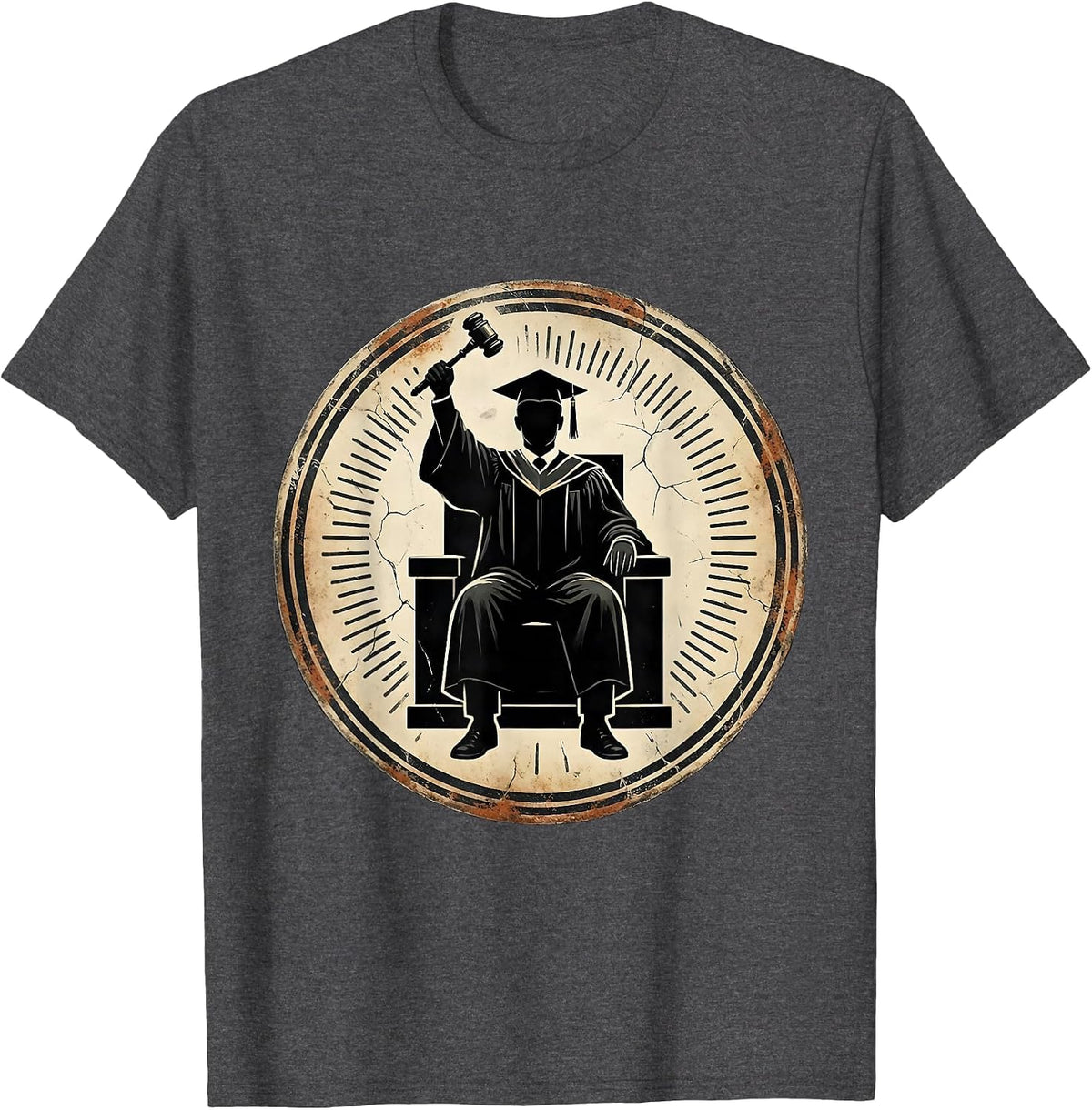 Doctoral Graduate Distressed Graduation Gift T-Shirt - Dark Heather Grey