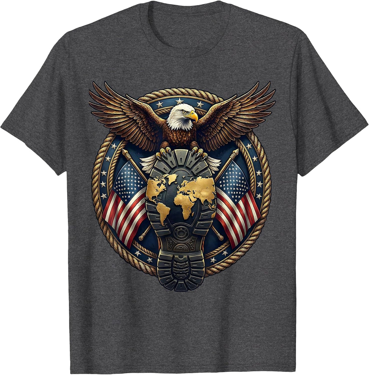 Boots on the Ground World Map Sole Graphic T-Shirt - Dark Heather Grey