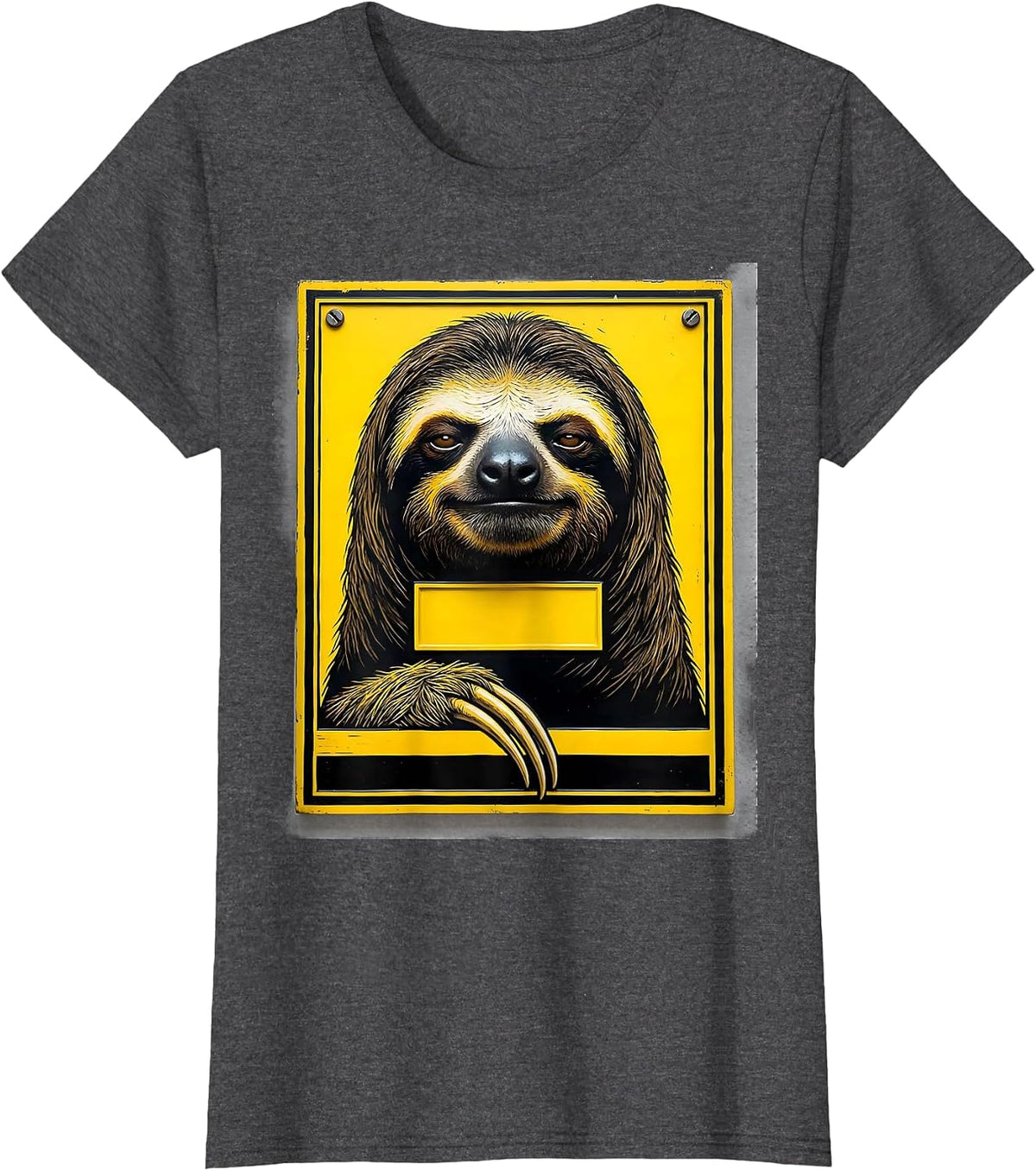 Women's Sloth Stencil Graphic Funny Animal Lover Humor T-Shirt - Dark Heather Grey