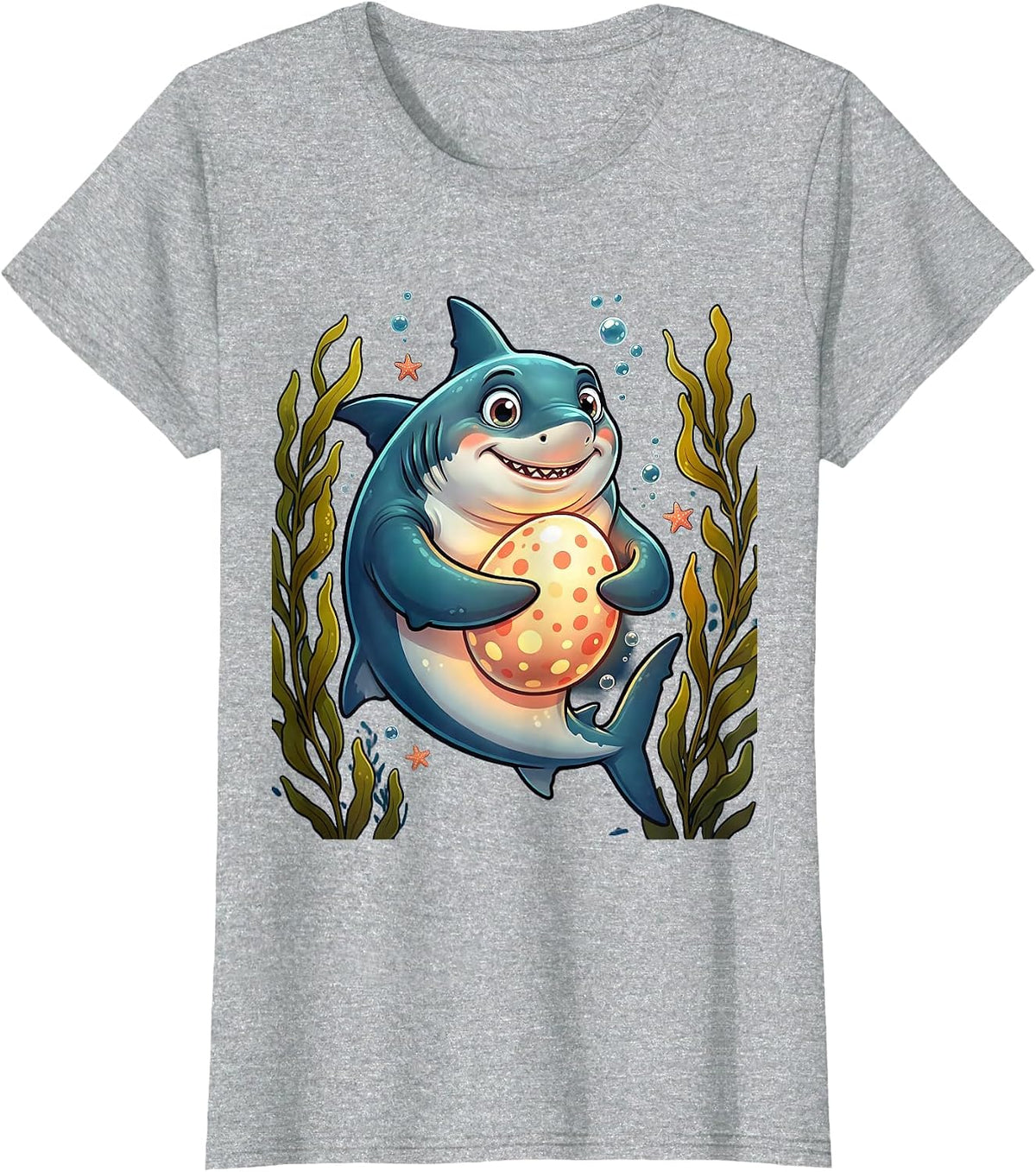Mommy Shark Ocean Nursery Graphic Tee T-Shirt - Heather Grey