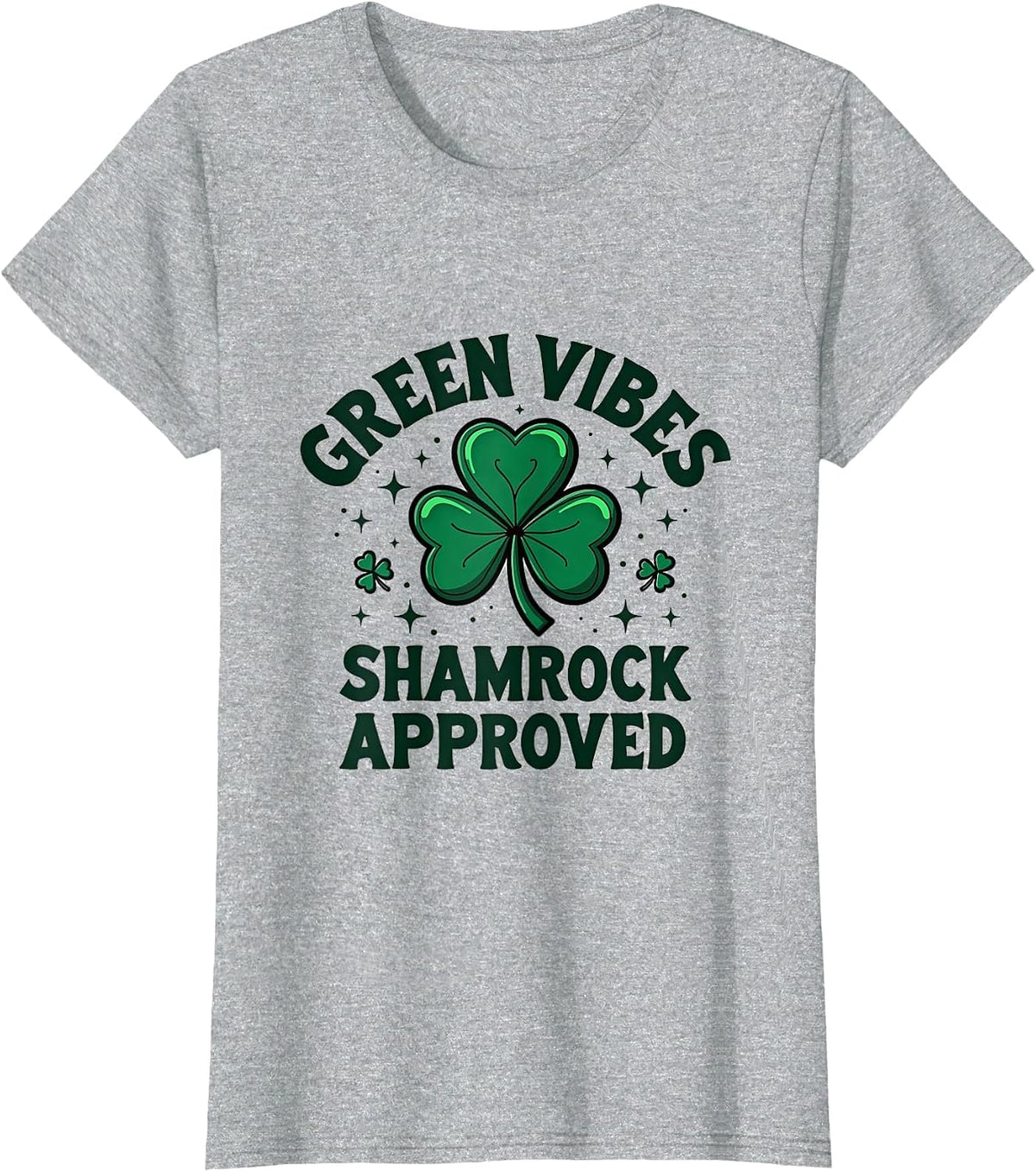Green Vibes Shamrock Approved St Patrick's Design T-Shirt - Heather Grey