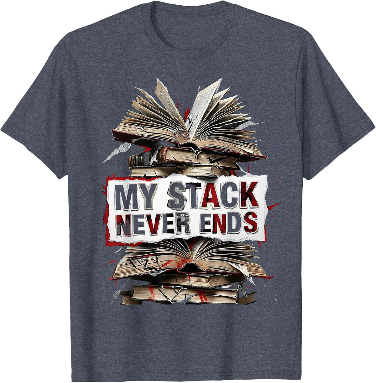 My Stack Never Ends Programmer Humor Design T-Shirt - Heather Blue