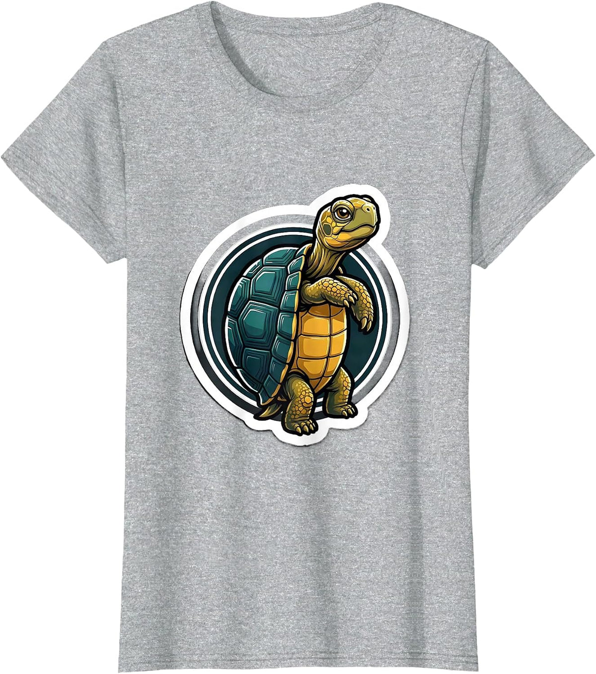Women's Sealed Tortoise Sticker Badge Turtle Lover Pet Owner Humor T-Shirt - Heather Grey
