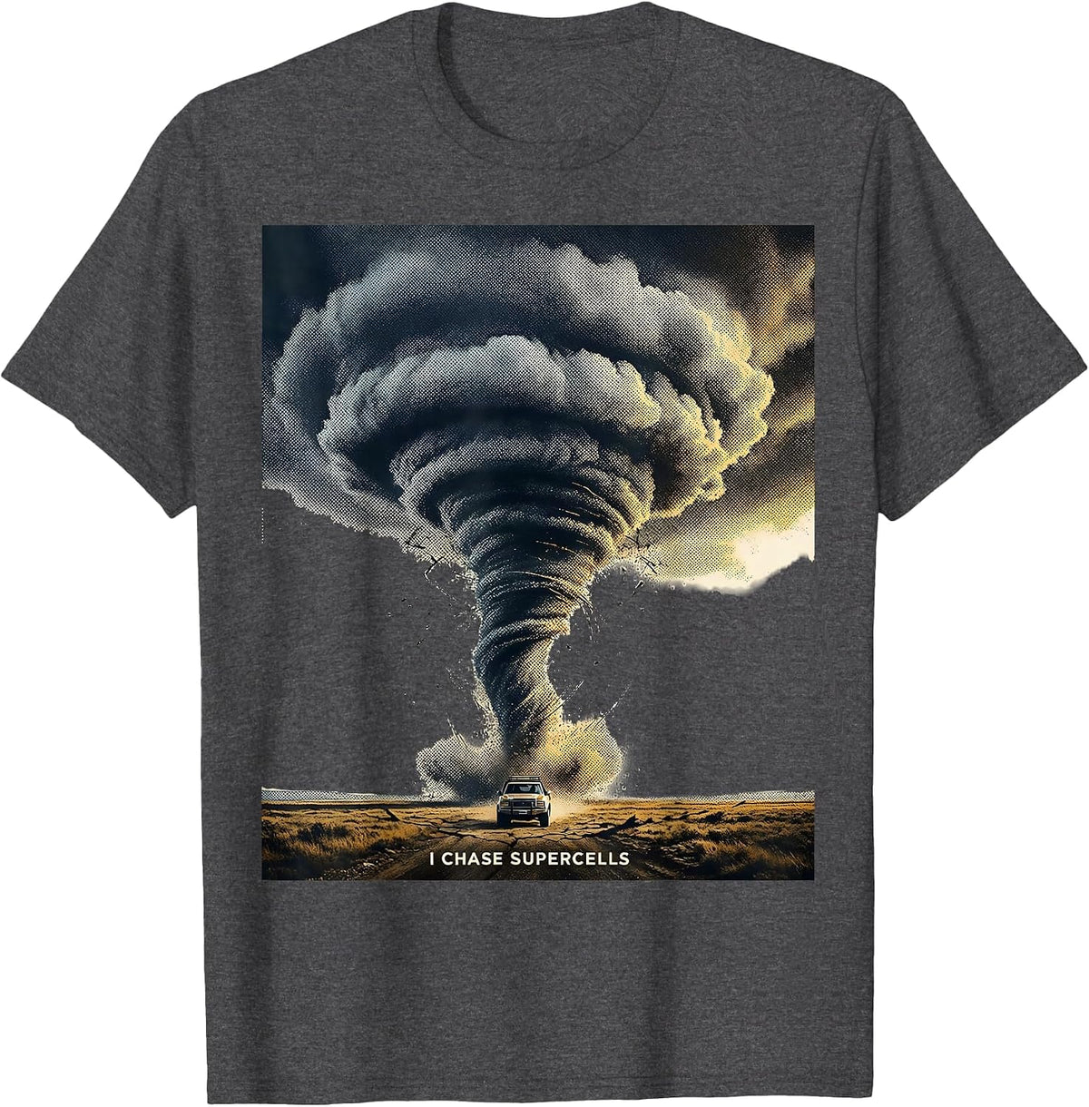 Men's I Chase Supercells Storm Chaser Tornado Meteorology Weather T-Shirt - Dark Heather Grey