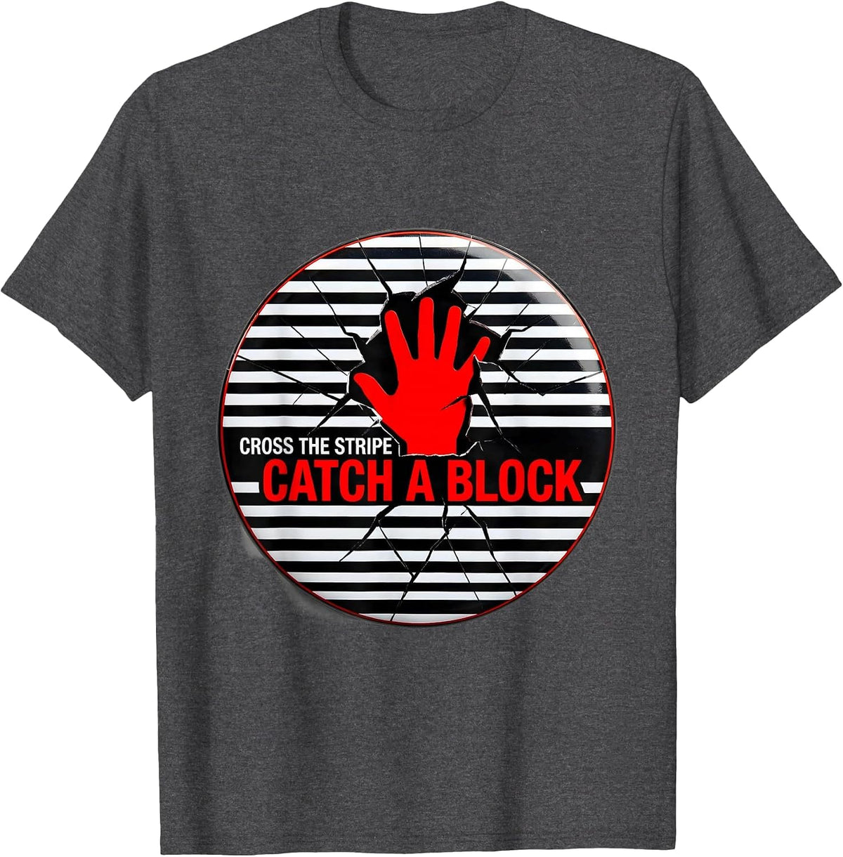 Men's Cross The Stripe Catch A Block Disrupted Stripe Volleyball T-Shirt - Dark Heather Grey