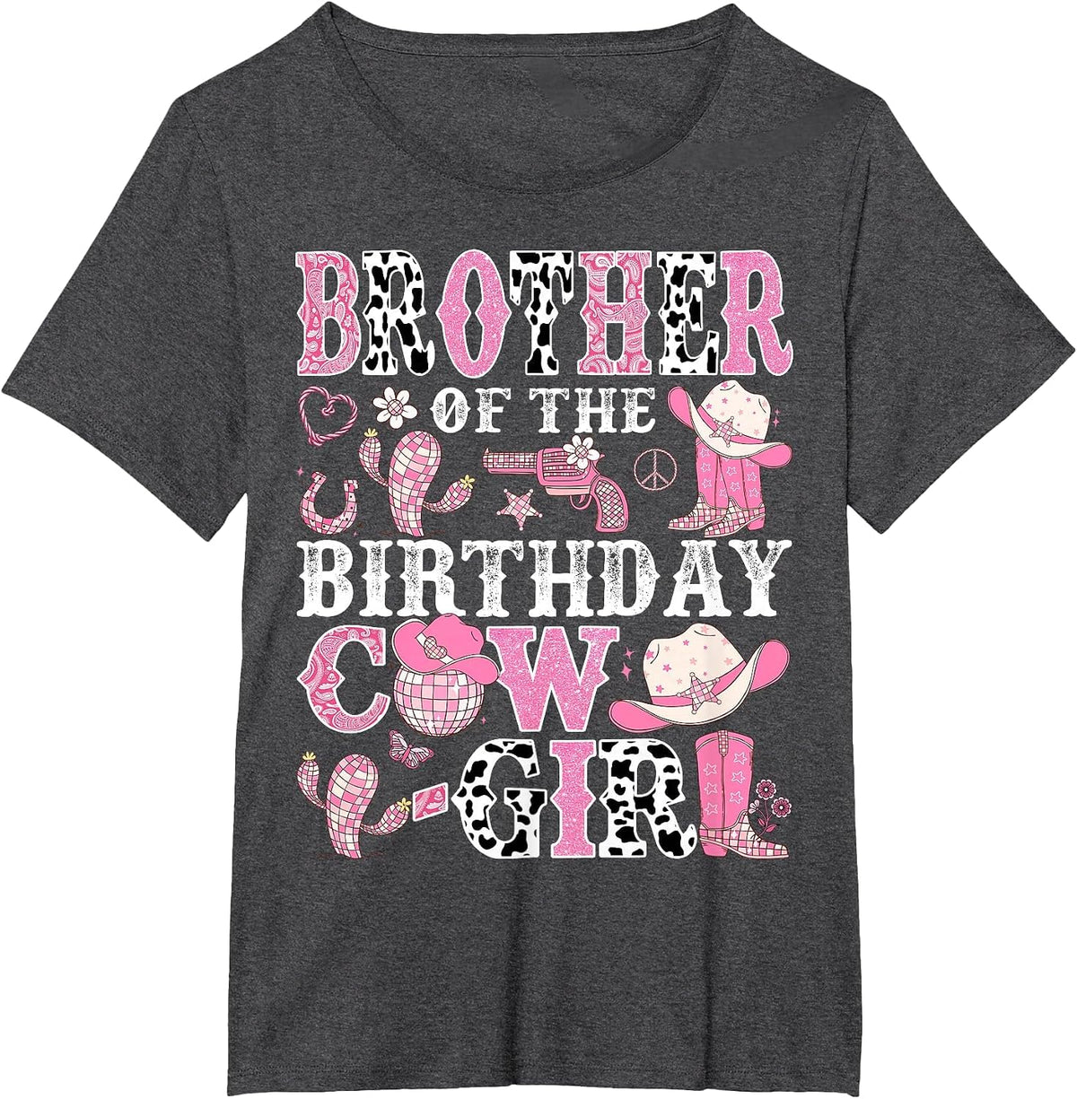 Brother of The Birthday Cow-Girl Rodeo Cowgirl Birthday T-Shirt - Dark Heather Grey