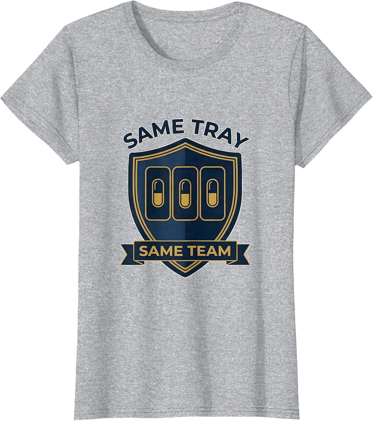 Same Tray, Same Team Cute Pharmacy Tech Humor T-Shirt - Heather Grey