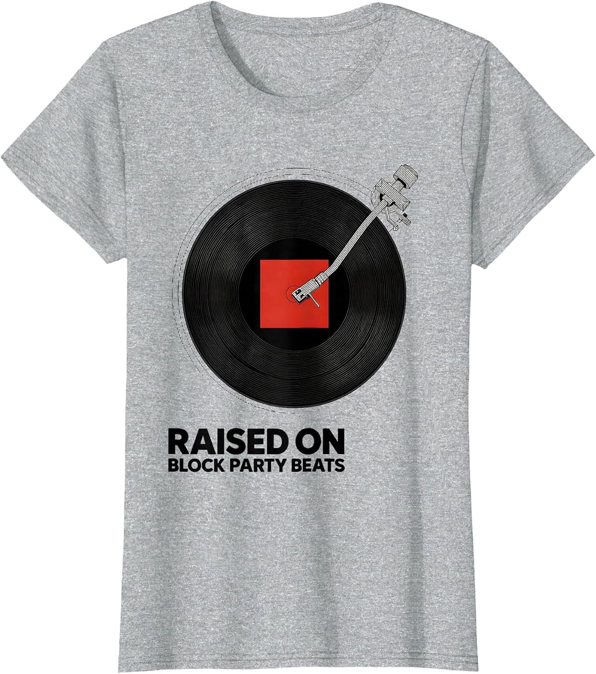 Raised On Block Party Beats Vintage 90s Hip-Hop Rap Lyric T-Shirt - Heather Grey