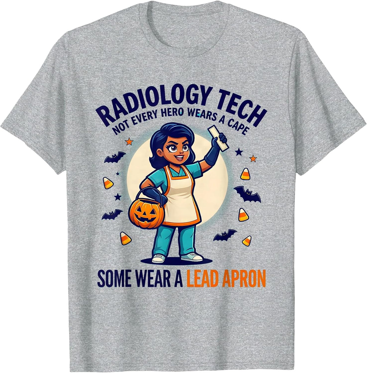 Men's Radiology Tech Hero Halloween Cartoon T-Shirt - Heather Grey