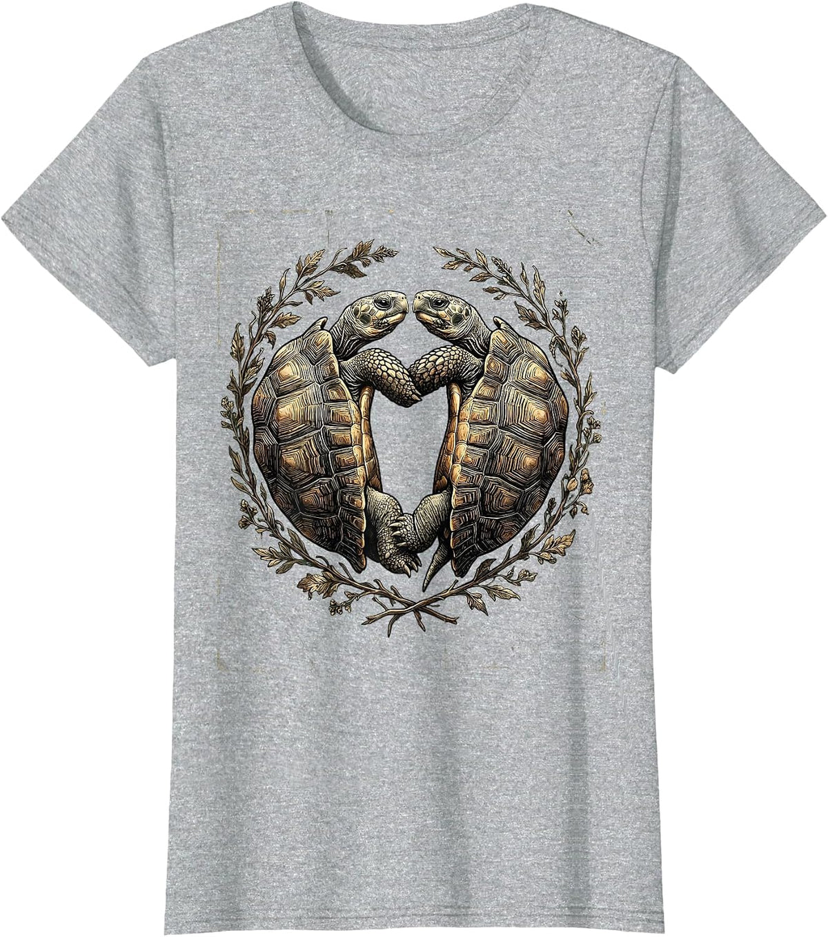 Two Turtles Heart Shell Love Graphic T-Shirt - Heather Grey