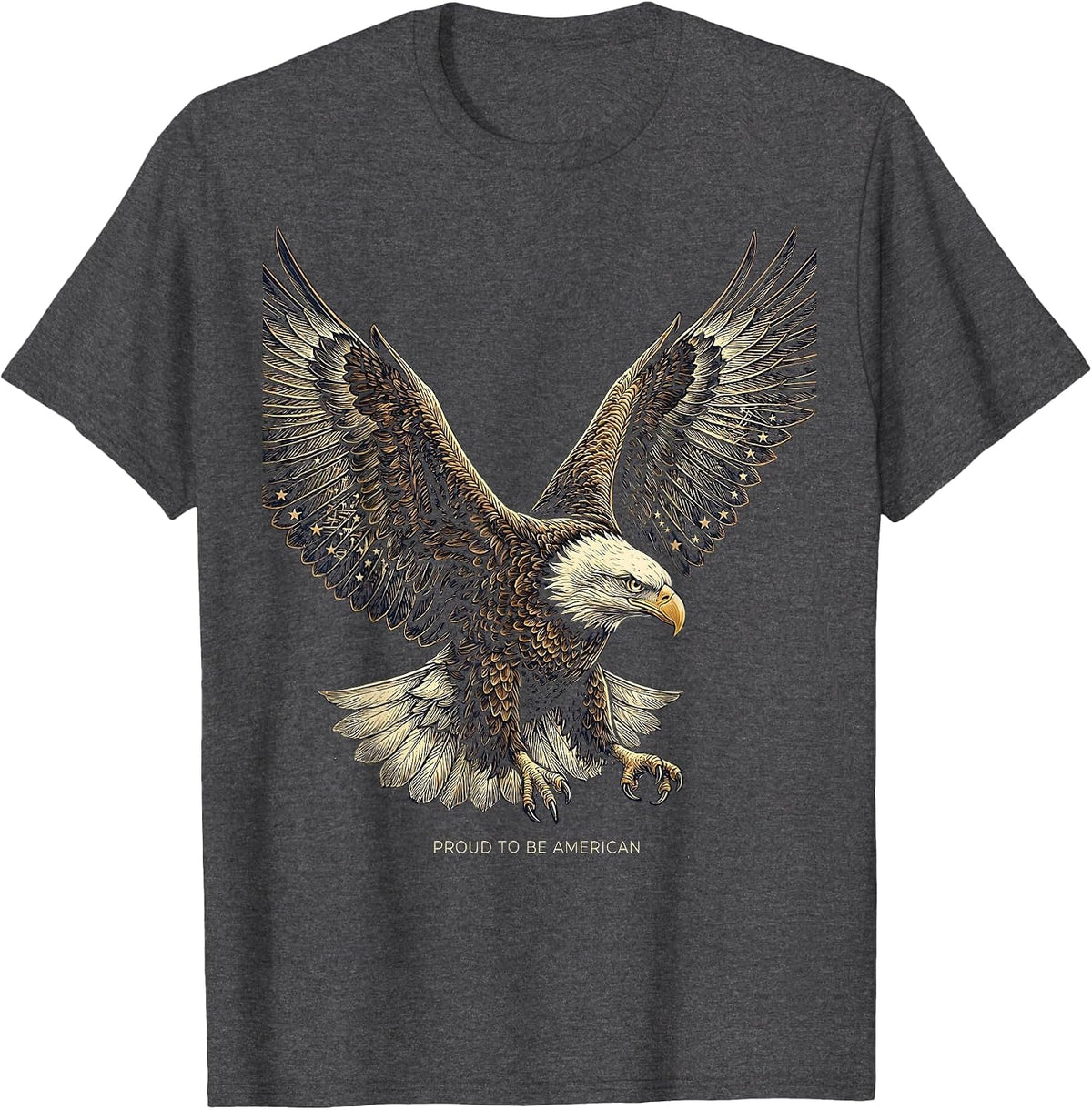 Proud to Be American Red White and Blue Design T-Shirt - Dark Heather Grey