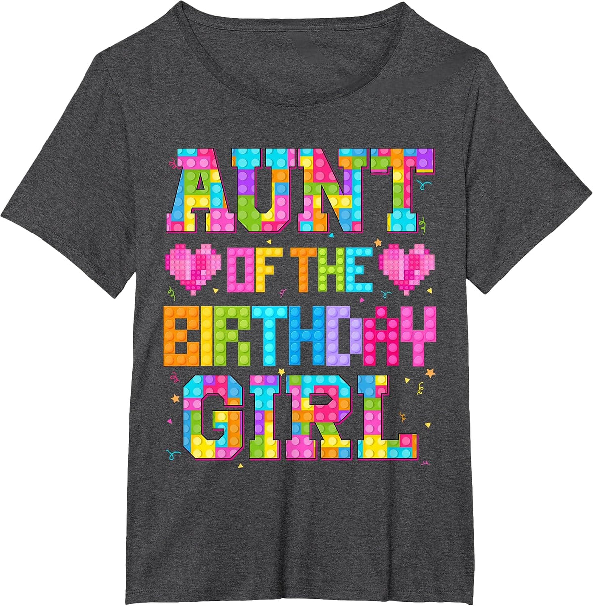 Aunt of The Birthday Girl Build Brick Family Matching T-Shirt - Dark Heather Grey