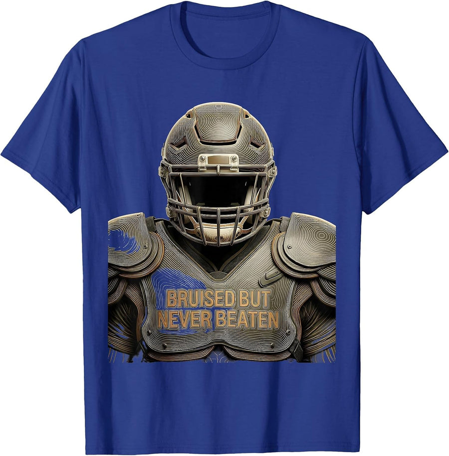 Bruised But Never Beaten Rugby Graphic Design T-Shirt - Royal Blue
