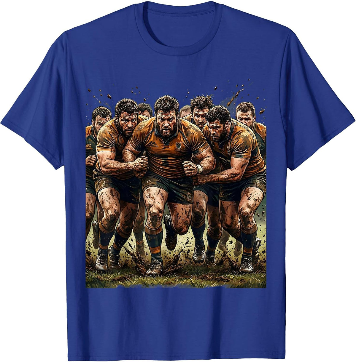 Rugby Forwards Stampede Graphic Design T-Shirt - Royal Blue