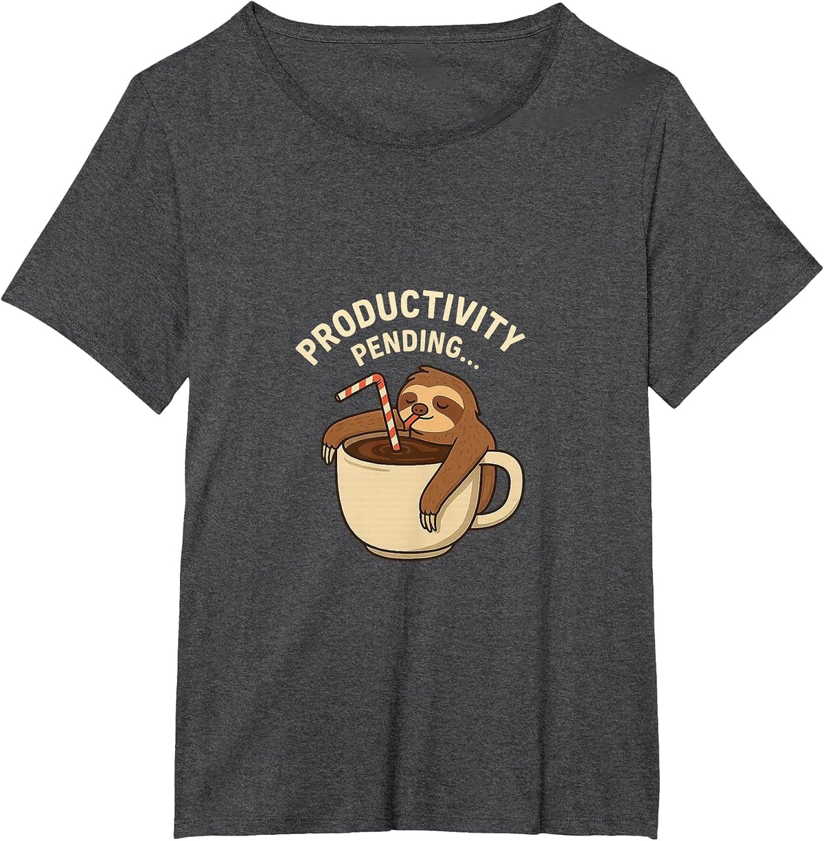 Sloth Coffee Productivity Pending Funny Lazy Design T-Shirt - Dark Heather Grey