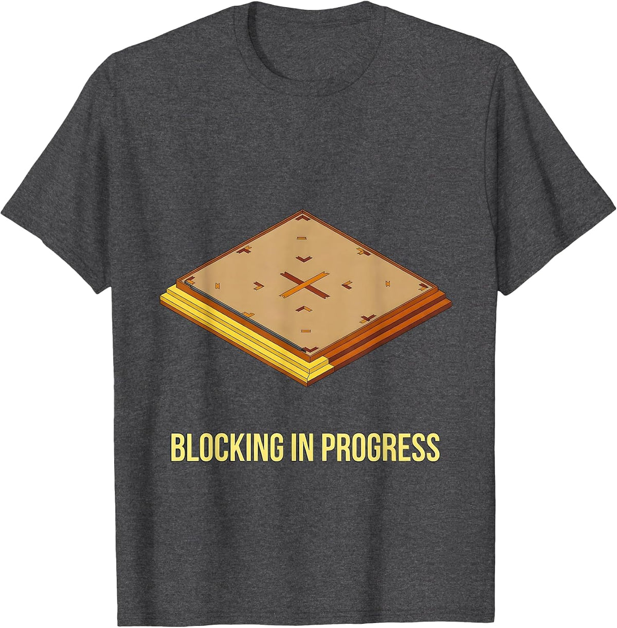 Blocking In Progress Isometric Stage Plan Theatre Kid Humor T-Shirt - Dark Heather Grey