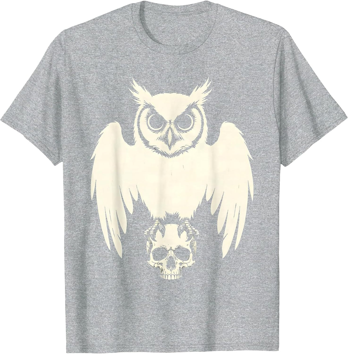 Men's Owl Wide Eyes Skull Halloween Graphic Design T-Shirt - Heather Grey