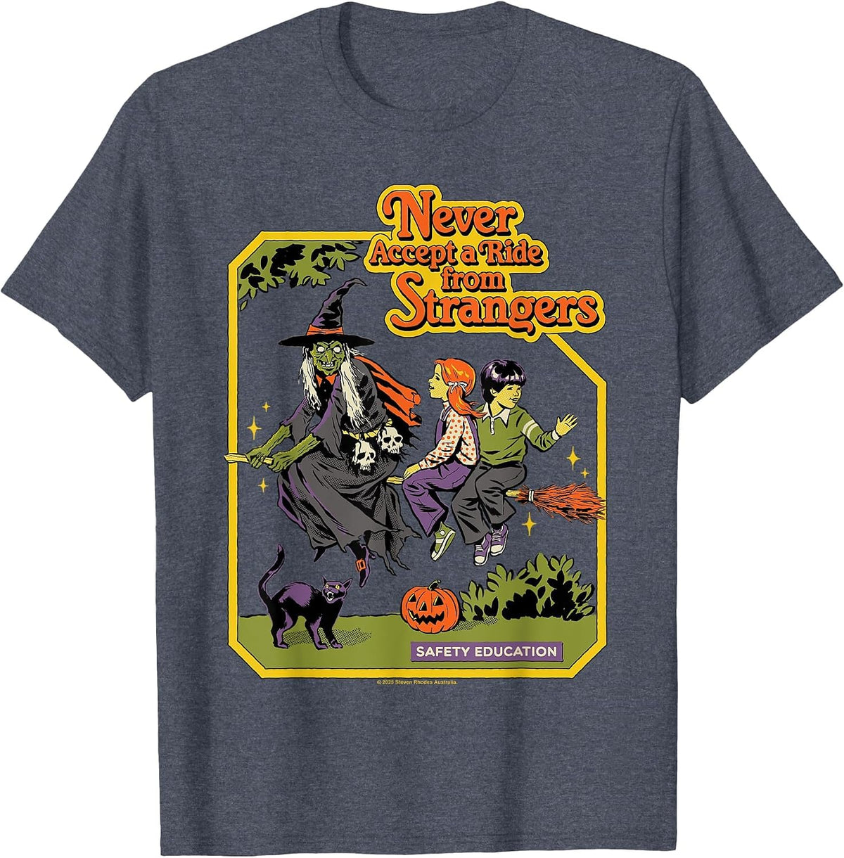 A Ride Witches Halloween Sarcastic Retro Funny Adult Humor T-Shirt - Heather Blue