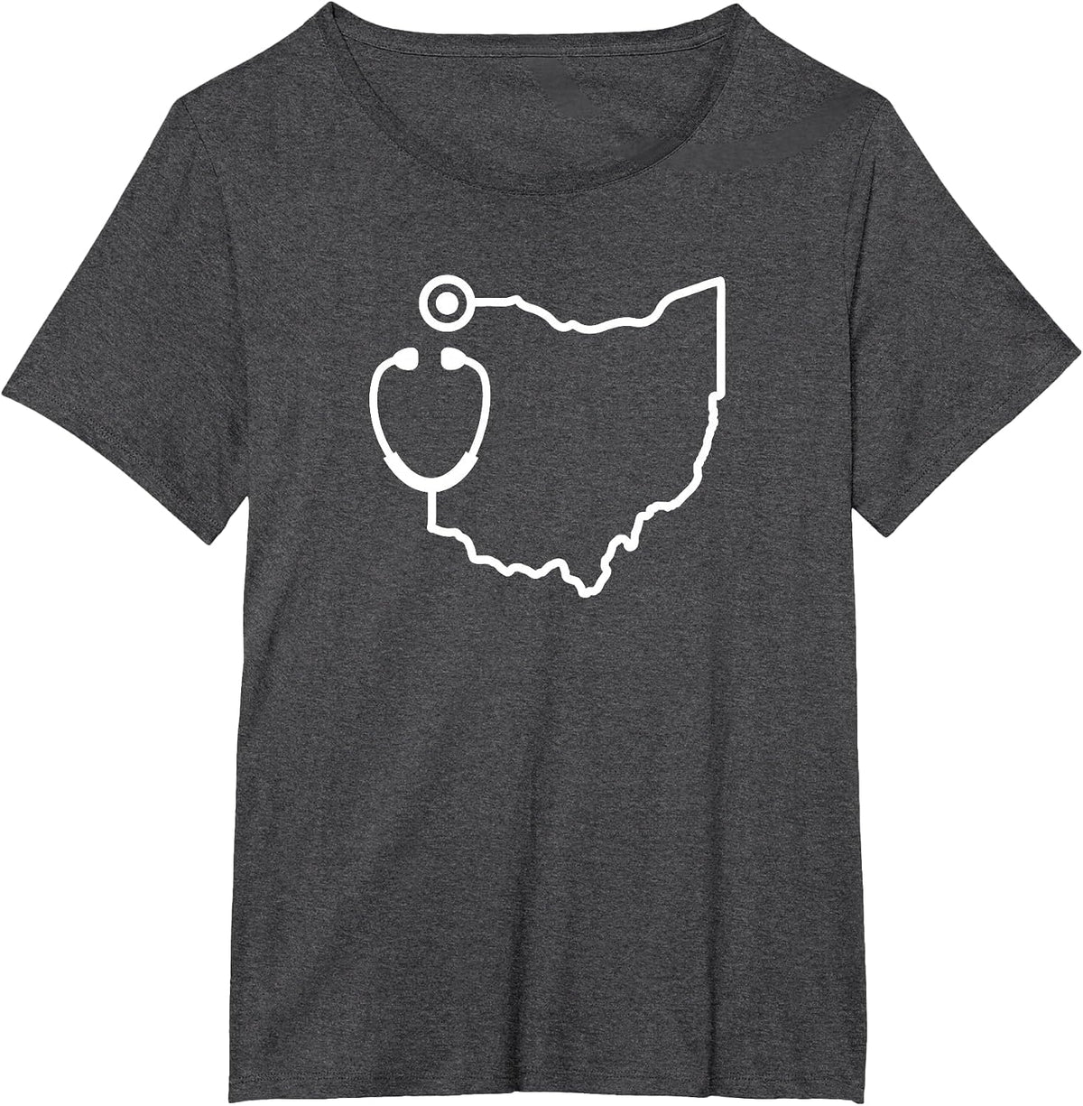 Ohio Stethoscope Medical Professional State Shape T-Shirt - Dark Heather Grey