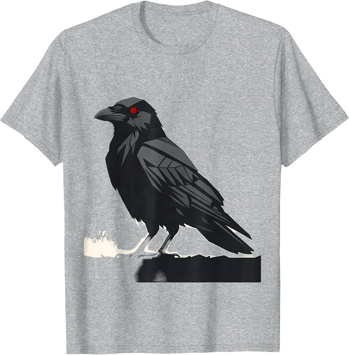 Men's Crow Silhouette Minimalist Gothic Bird Lover Art T-Shirt - Heather Grey