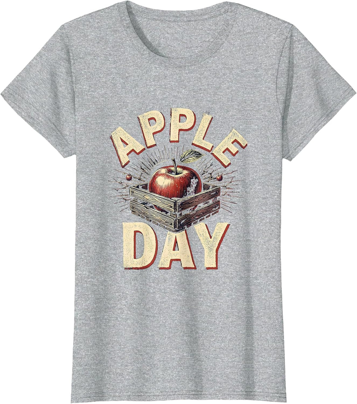 Apple Day Rubber Stamp Apple Lover Fruit Lover Orchard T-Shirt - Heather Grey
