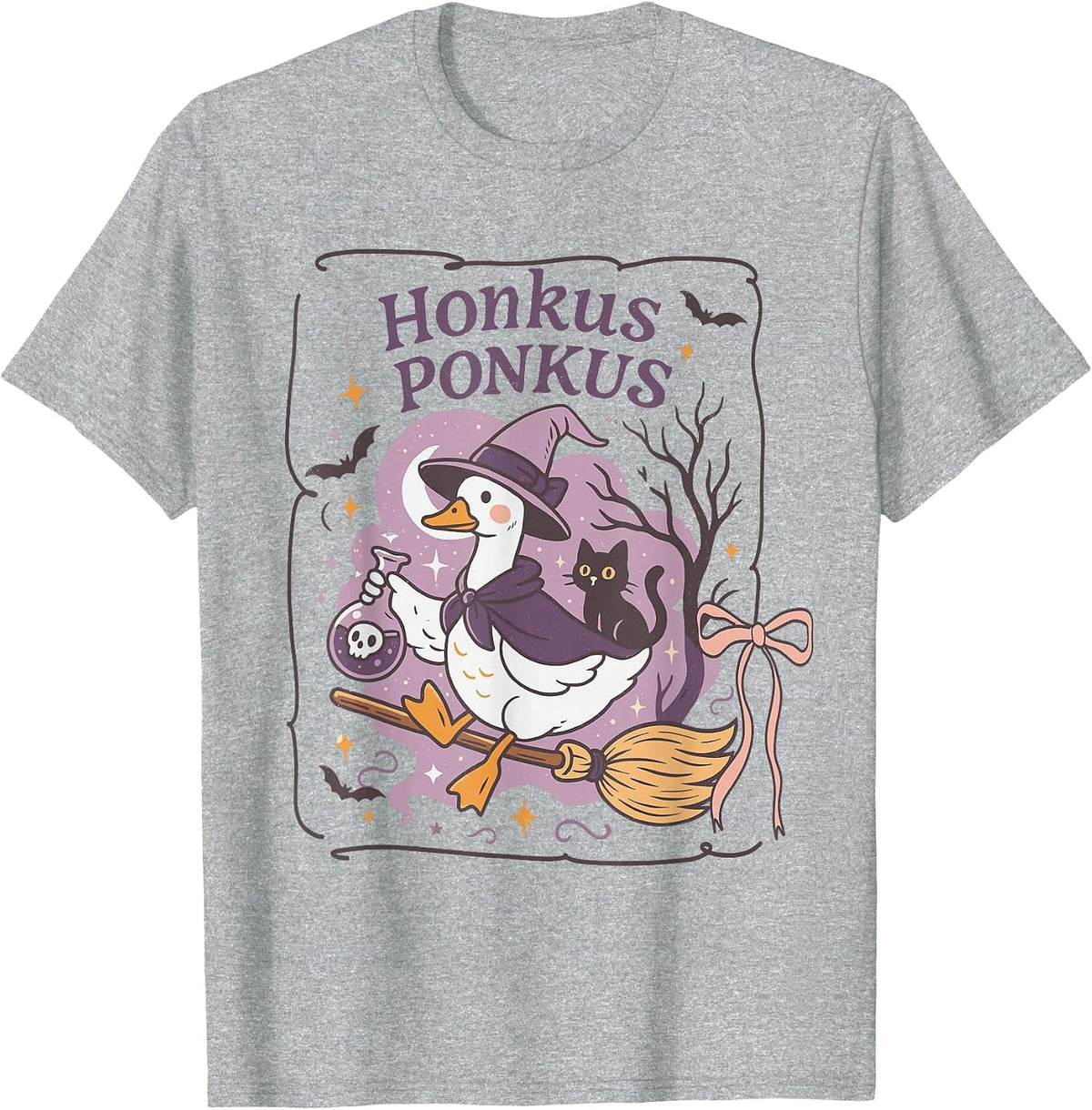 Honkus Ponkus Funny Goose Halloween T-Shirt - Heather Grey