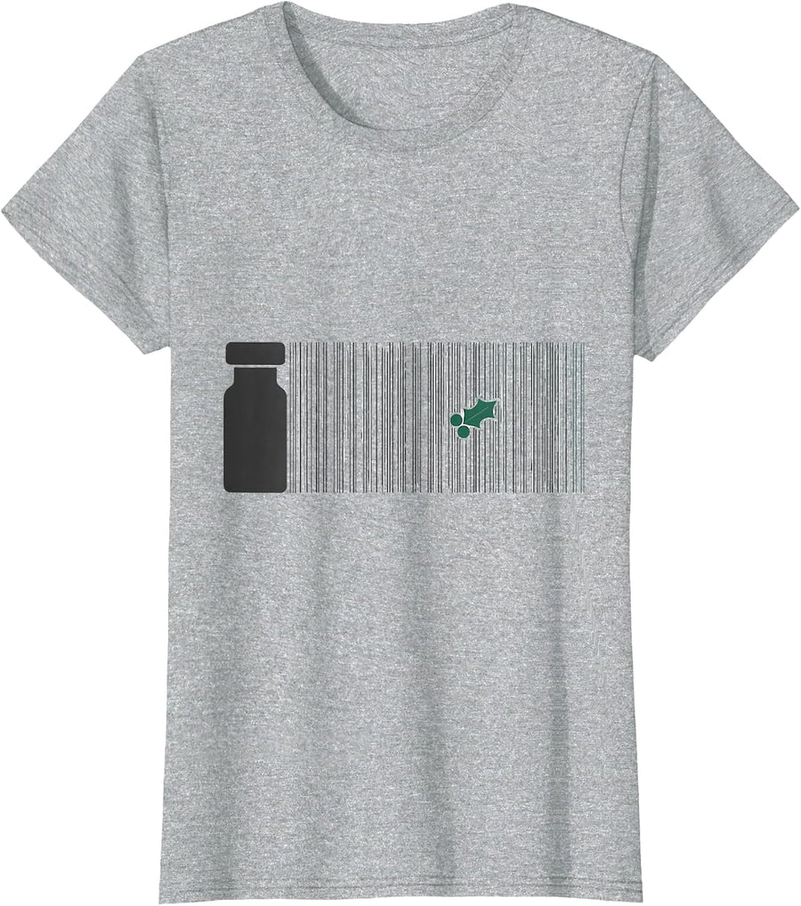 Women's Prescription Vial Tally Tick Funny Pharmacy Tech Christmas T-Shirt - Heather Grey