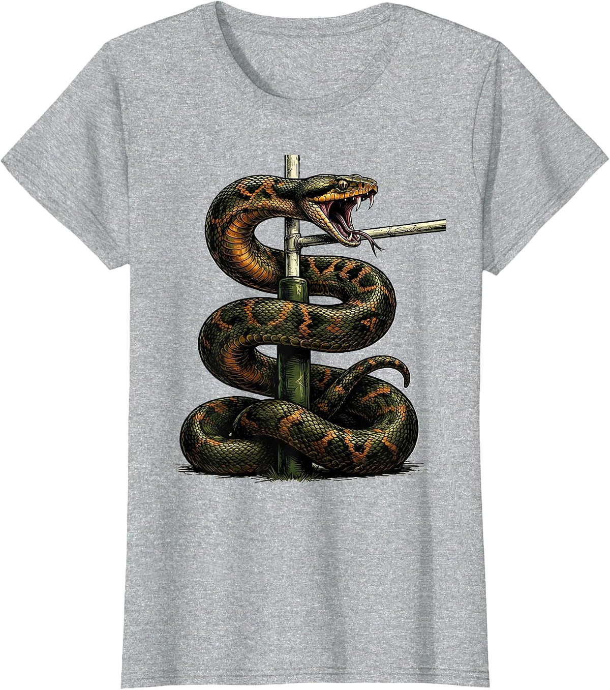 Serpent Coiled Rugby Goalpost Graphic T-Shirt - Heather Grey