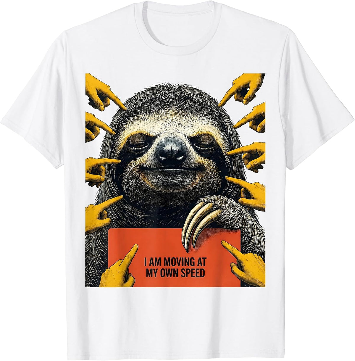 Men's I Am Moving At My Own Speed Funny Sloth Lover Gift T-Shirt - White