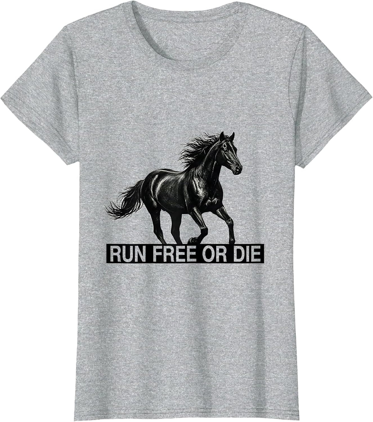 Women's Run Free or Die Bold Freedom Graphic Design T-Shirt - Heather Grey