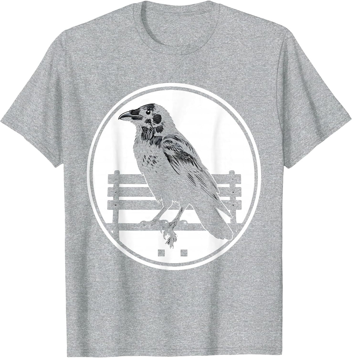 Men's Black Crow Silhouette Dark Humor Crow Lover Gift T-Shirt - Heather Grey