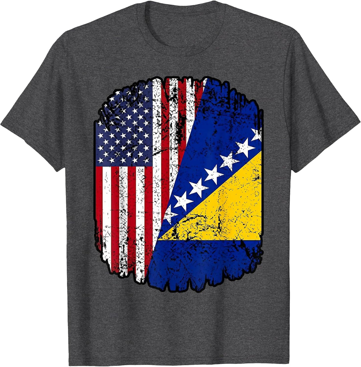 American Bosnian Country Bosna Bosnian Roots Flag USA Bosnia T-Shirt - Dark Heather Grey