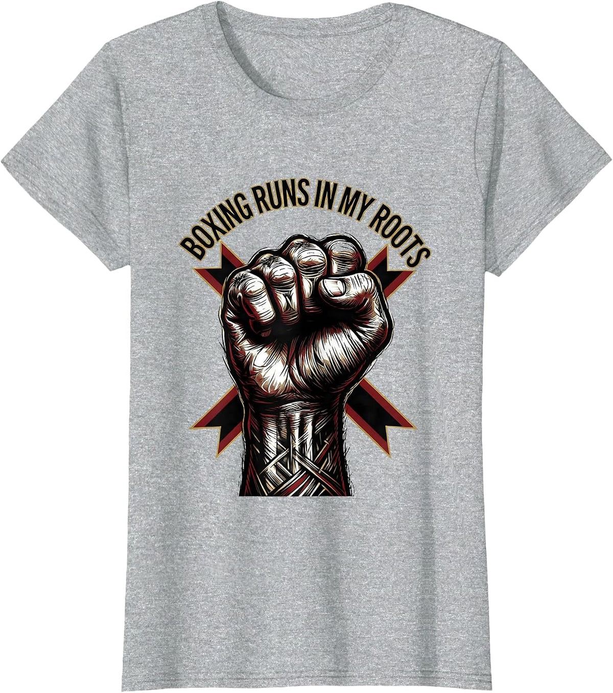 Women's Boxing Runs In My Roots Tattoo Boxing Fan Gift Boxer Pride T-Shirt - Heather Grey