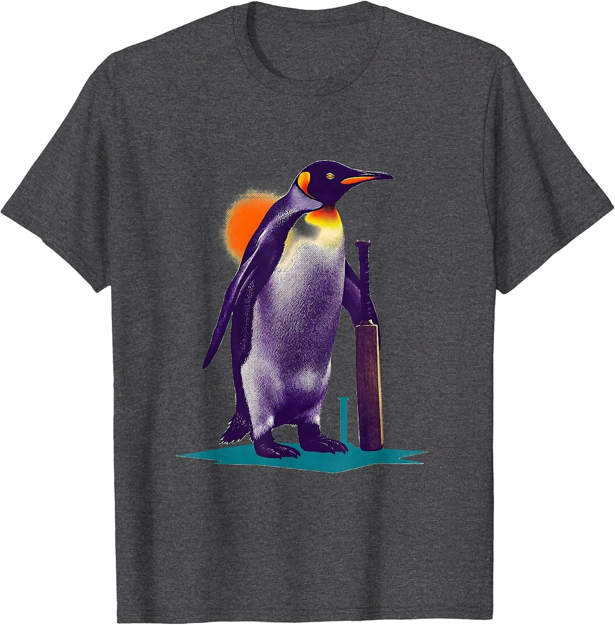 Flight Was Never An Option Penguin Cricket Bat Humor T-Shirt - Dark Heather Grey