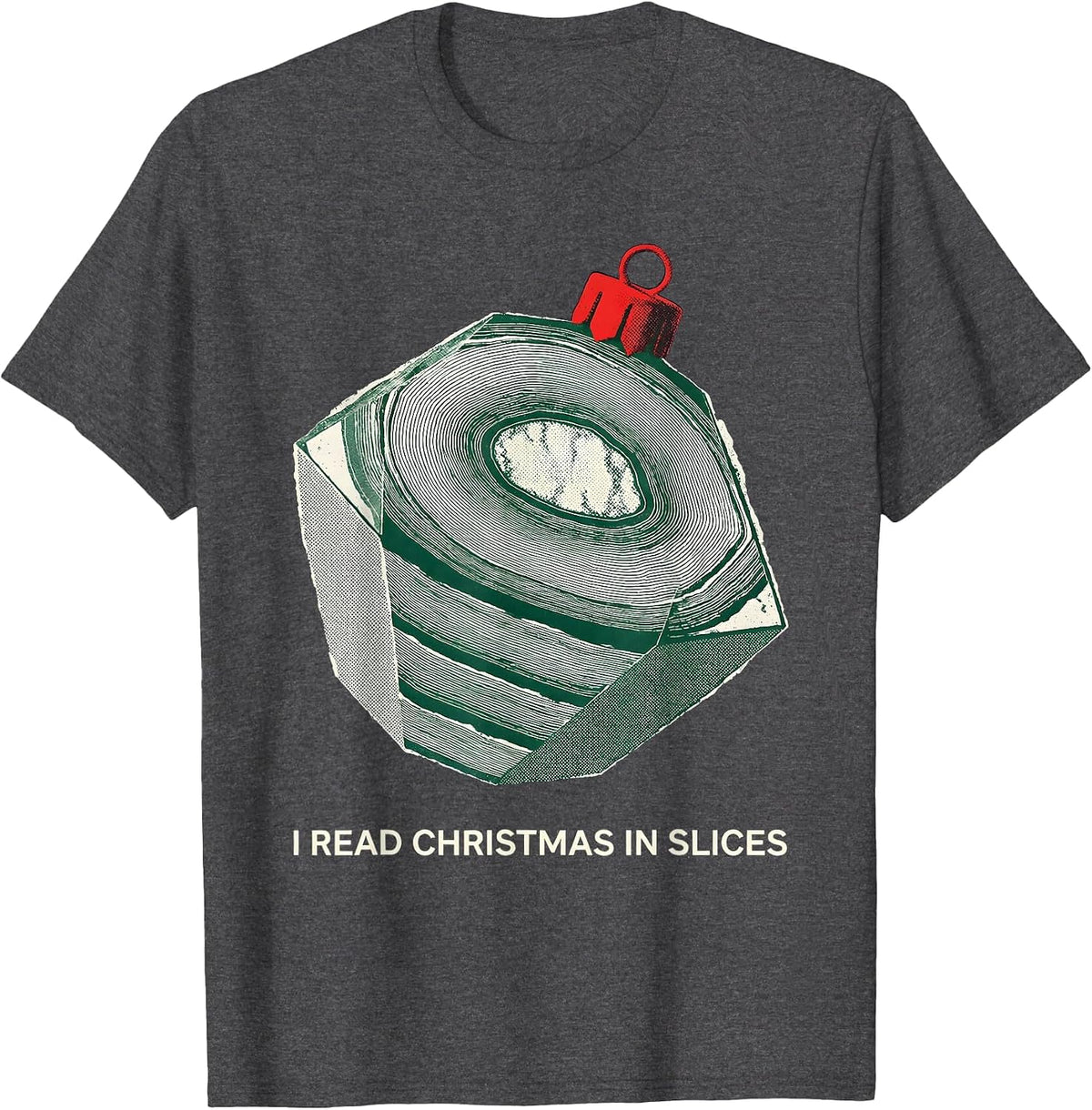 I Read Christmas In Slices Funny Radiology Tech CT Scan Pun T-Shirt - Dark Heather Grey