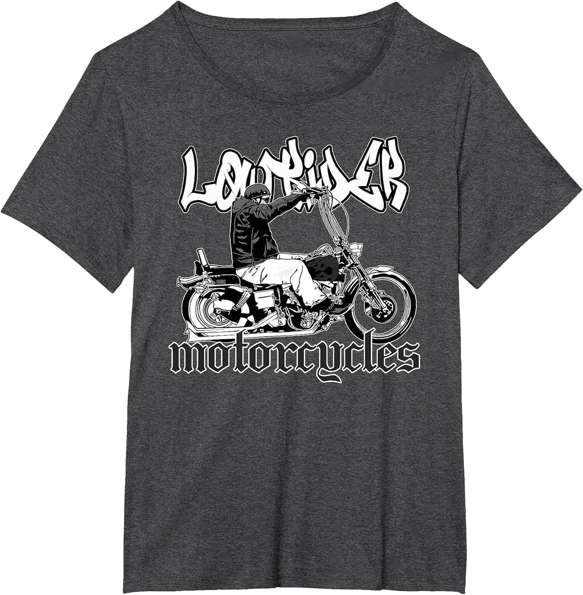Mens Chicano Biker. Latino Cholo Motorcycles, Vicla Lowrider T-Shirt - Dark Heather Grey
