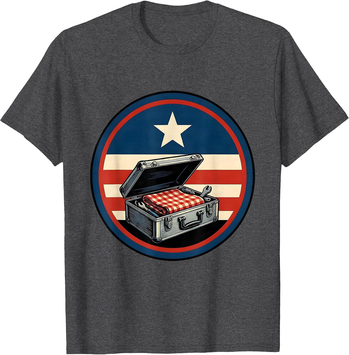 Sealed Badge Patriotic Americana Labor Day Gift T-Shirt - Dark Heather Grey
