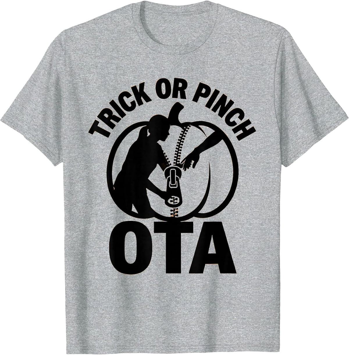 Men's Trick Or Pinch OTA Physical Therapy Halloween Therapist T-Shirt - Heather Grey