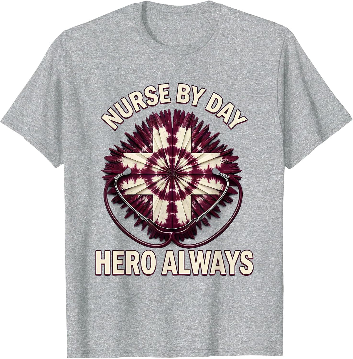 Men's Nurse By Day Hero Always Boo Boo Crew Design T-Shirt - Heather Grey