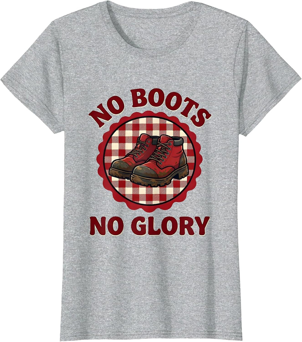 No Boots No Glory Rugby Graphic Design T-Shirt - Heather Grey