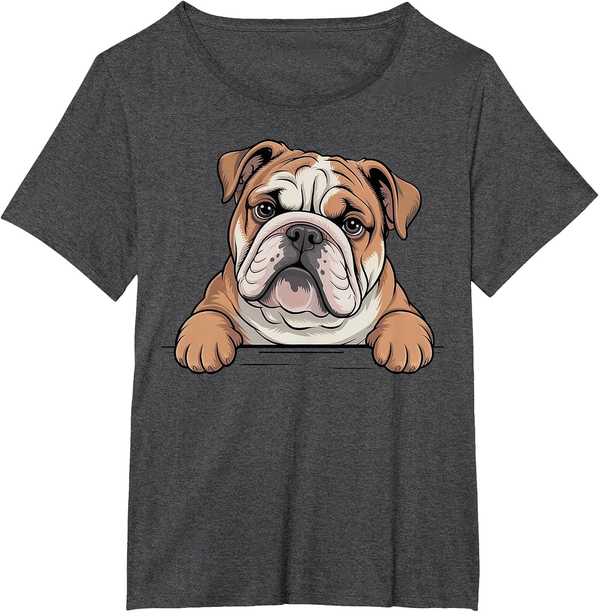 English Bulldog Funny Peeking Pocket Puppy Dog Lover T-Shirt - Dark Heather Grey