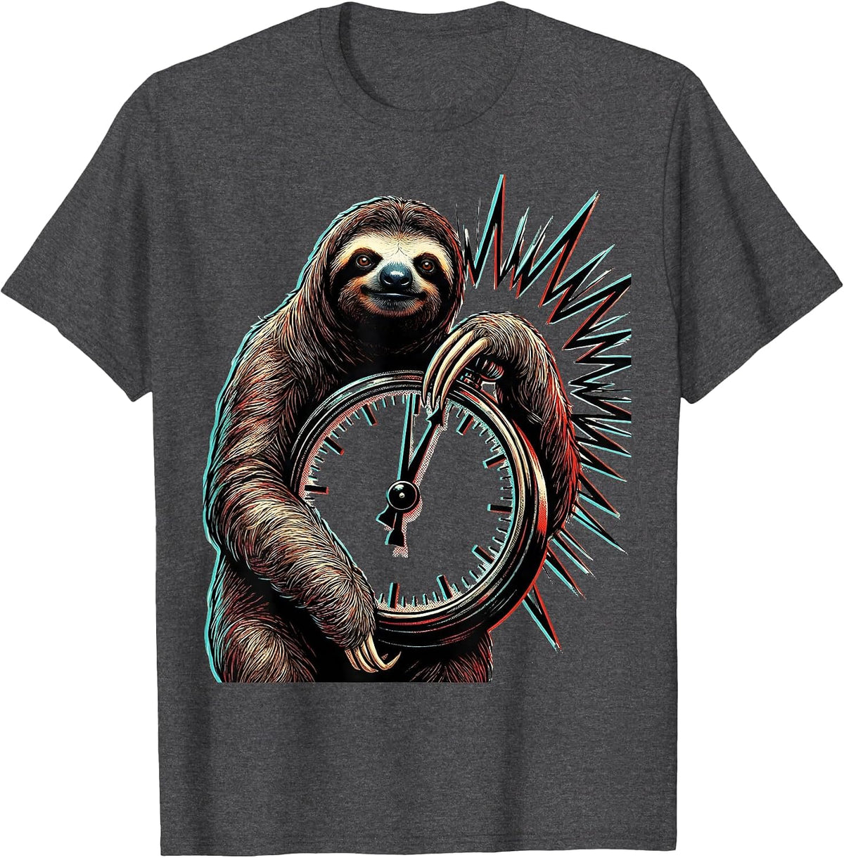 Calm Sloth Pop Art Funny Sloth Lover Humor T-Shirt - Dark Heather Grey