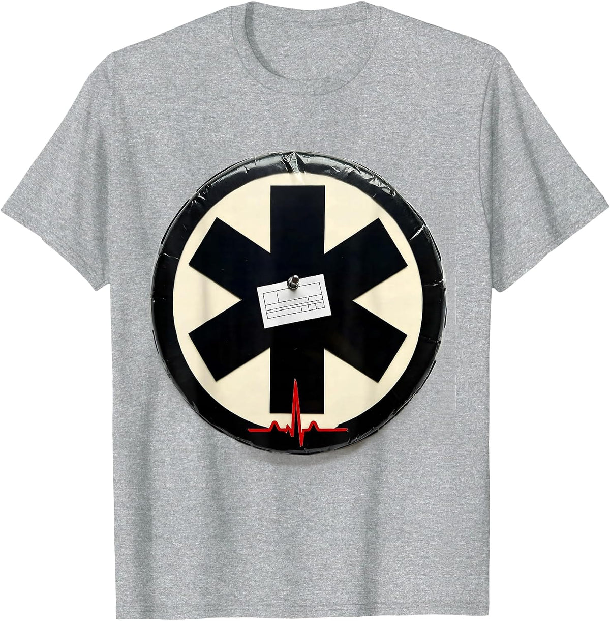Men's Sealed Star-of-Life Stencil EMT Paramedic Dark Humor T-Shirt - Heather Grey